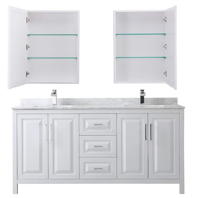 Daria 72-inch Double Vanity, Marble Top, Medicine Cabinets