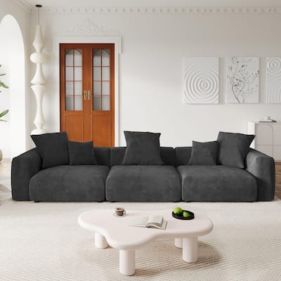142" Luxurious Sectional Couch Sofa with 5 Pillows