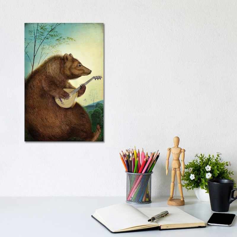 iCanvas "Mandolin Bear" by Catrin Welz-Stein Canvas Print - 12x8x0.75