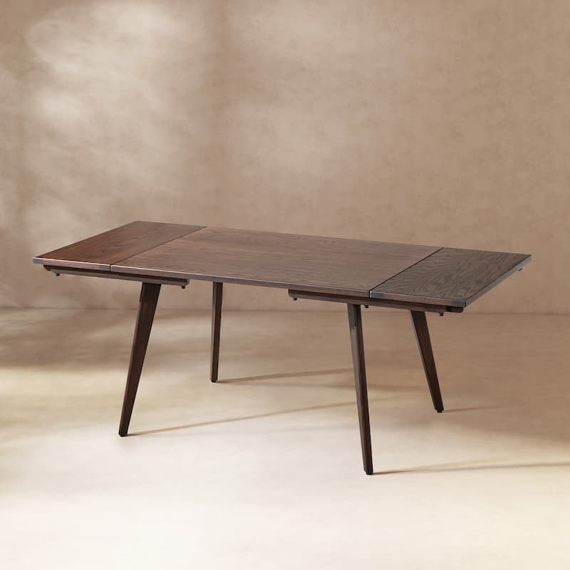 Jennifer Taylor Home Capri Solid Red Oak Wood Extendable Leaf Dining Table - Dark Brown - 4-6 Seats