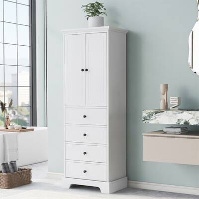 Merax Storage Cabinet with 2 Doors and 4 Drawers for Bathroom, Office