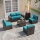 preview thumbnail 8 of 99, Outdoor Patio Furniture Set, All Weather PE Wicker Sectional Conversion Sofa set with Firepit(Optional)
