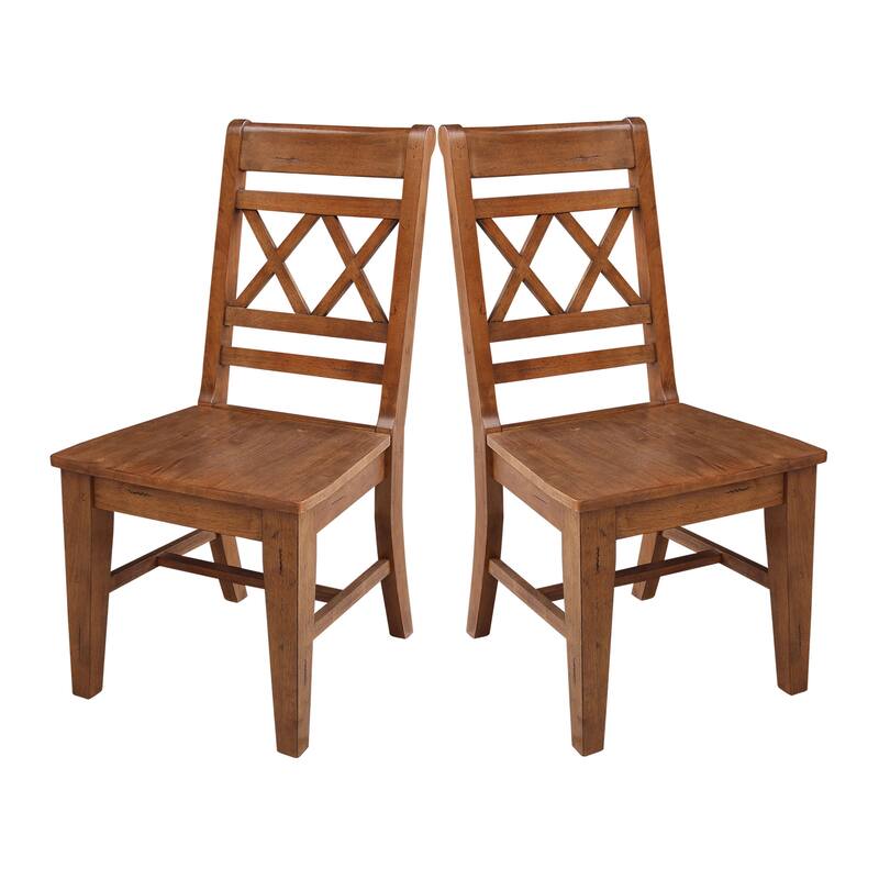 Solid Wood Double X-Back Dining Chairs, Set of 2