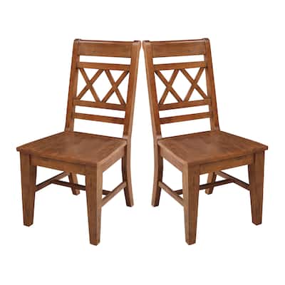 Solid Wood Double X-Back Dining Chairs, Set of 2