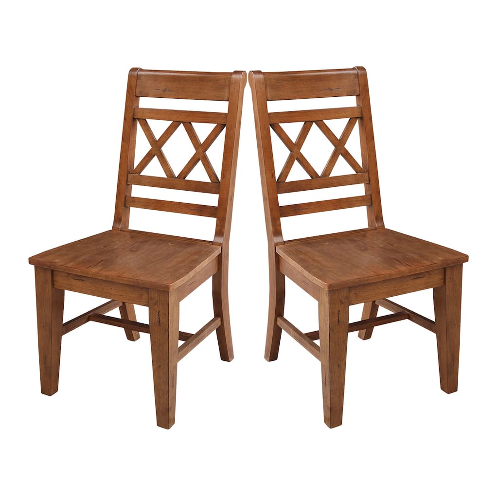 Solid Wood Double X-Back Dining Chairs, Set of 2