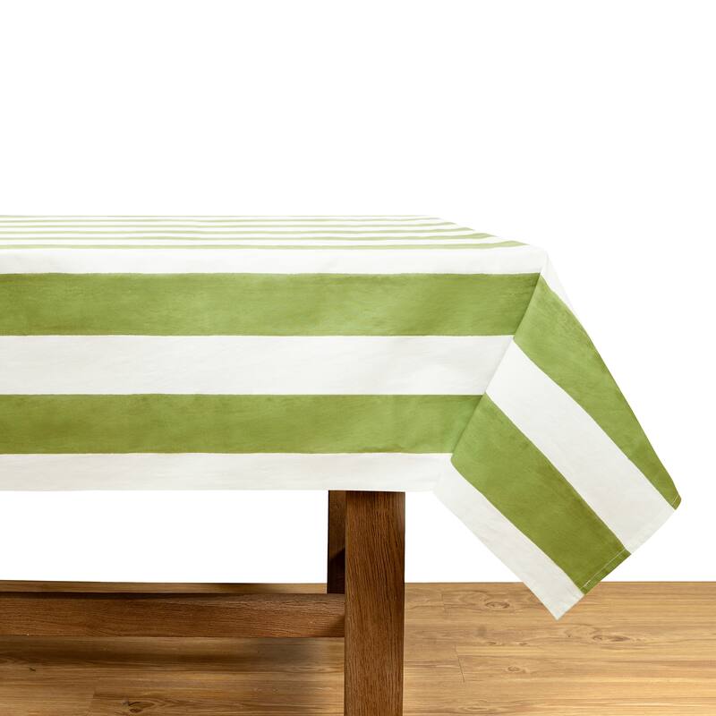 Couleur Nature St. Tropez Tablecloth - Blue Stripes - 59" x 59" - 71" x 106" - Vert