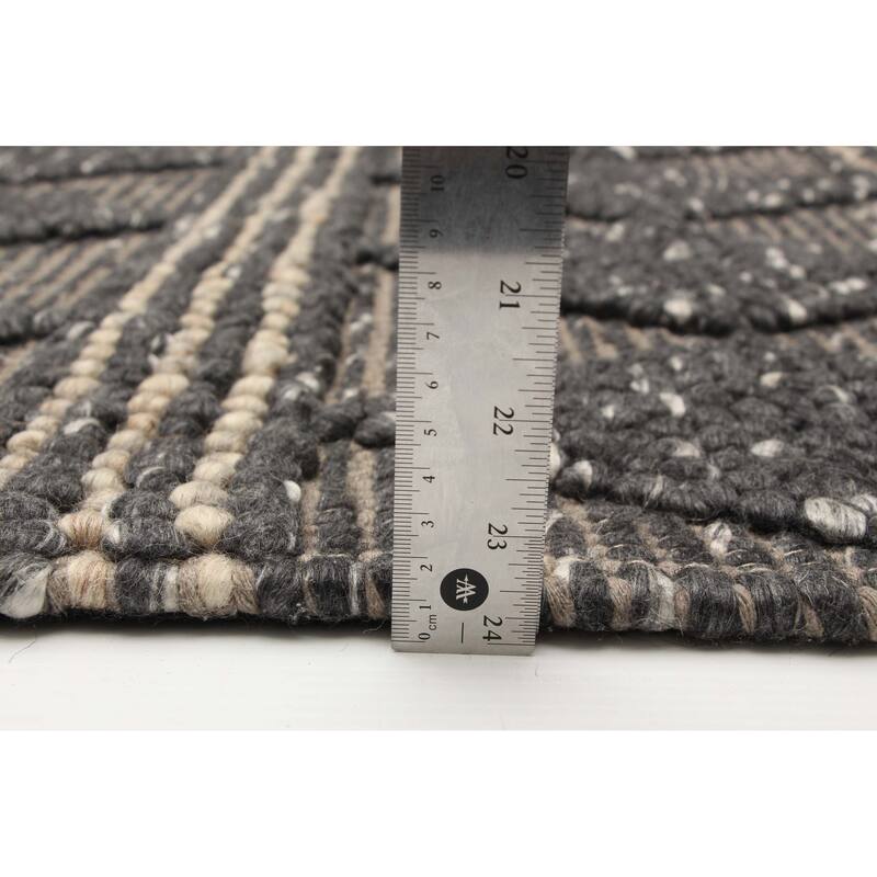 ECARPETGALLERY Braid weave Sienna Grey Wool Rug - 6'0 x 8'11