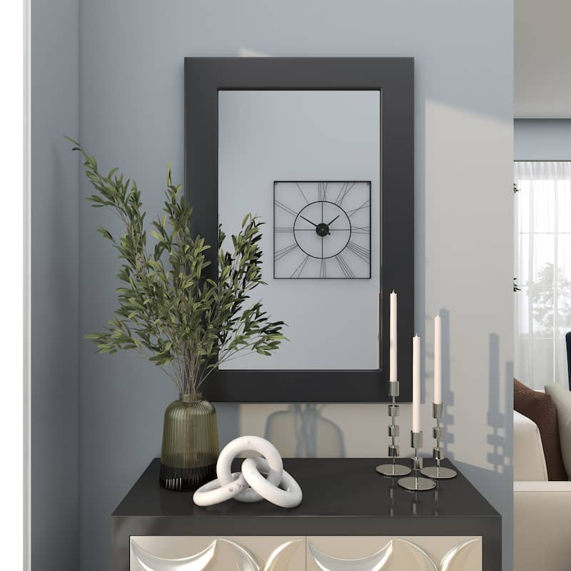 Black Wooden Room Wall Mirror