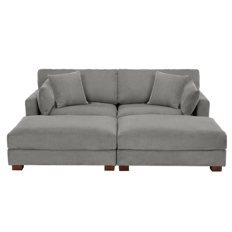 Corduroy Modular Sectional Sofa Deep Seat Corner Sofas & Ottomans