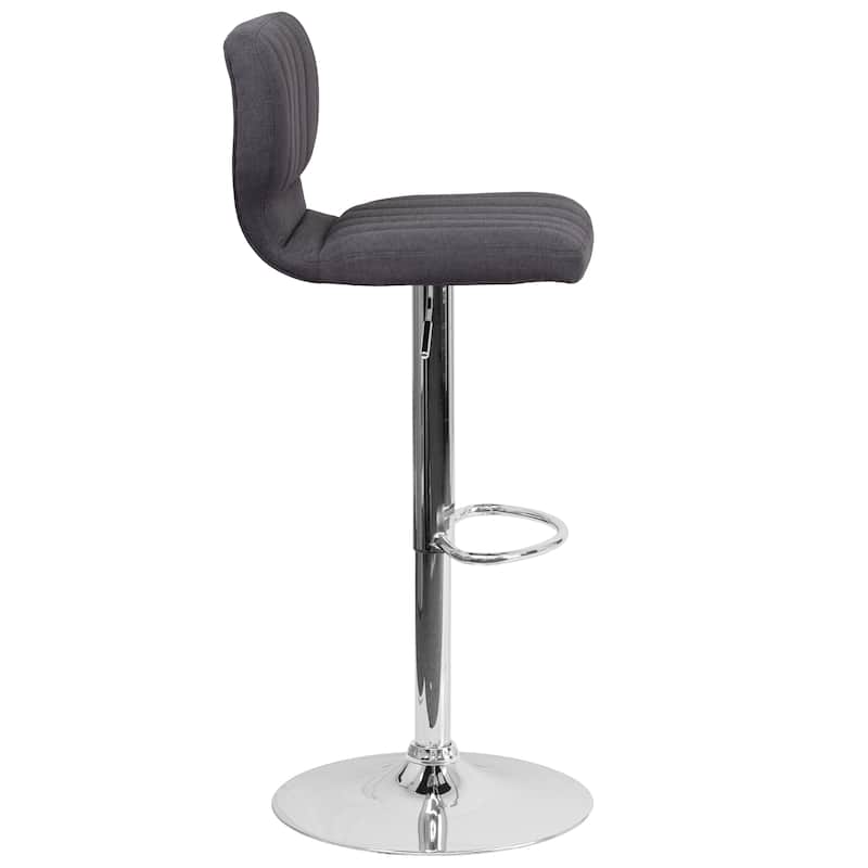 Contemporary Chrome Adjustable Bar Stool - 16.5"W x 19"D x 34.5" - 43"H