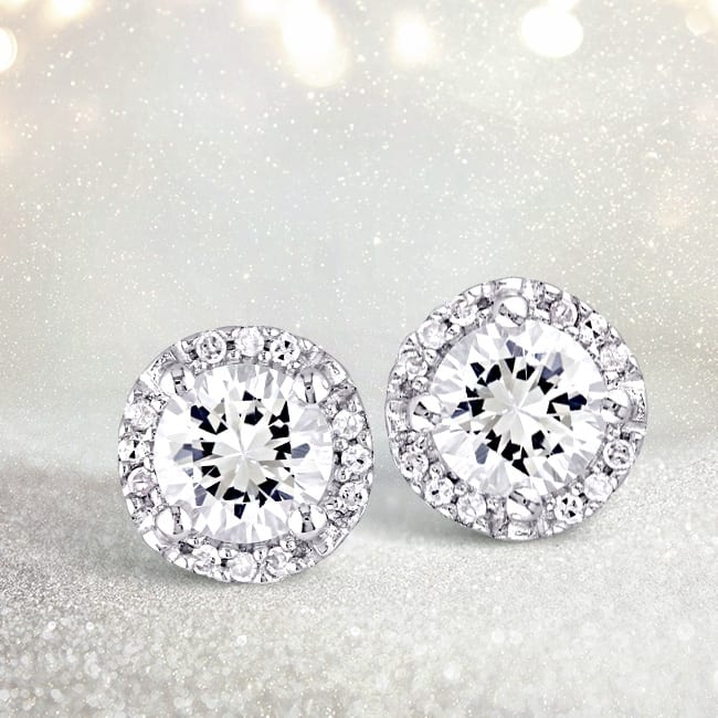 Miadora Sterling Silver Created Sapphire and Diamond Earrings