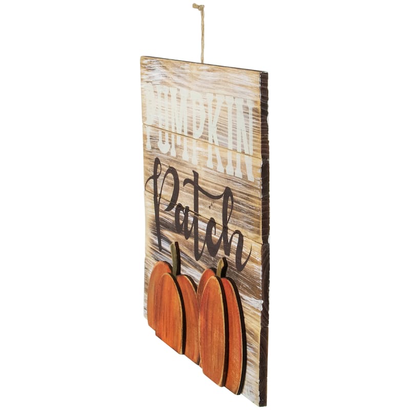 Pumpkin Patch Fall Harvest Wooden Wall Sign - 12"
