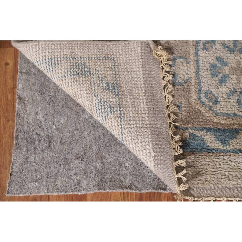 Geometric Oushak Style Area Rug Hand-knotted Wool Carpet - 8'10"x 12'0"