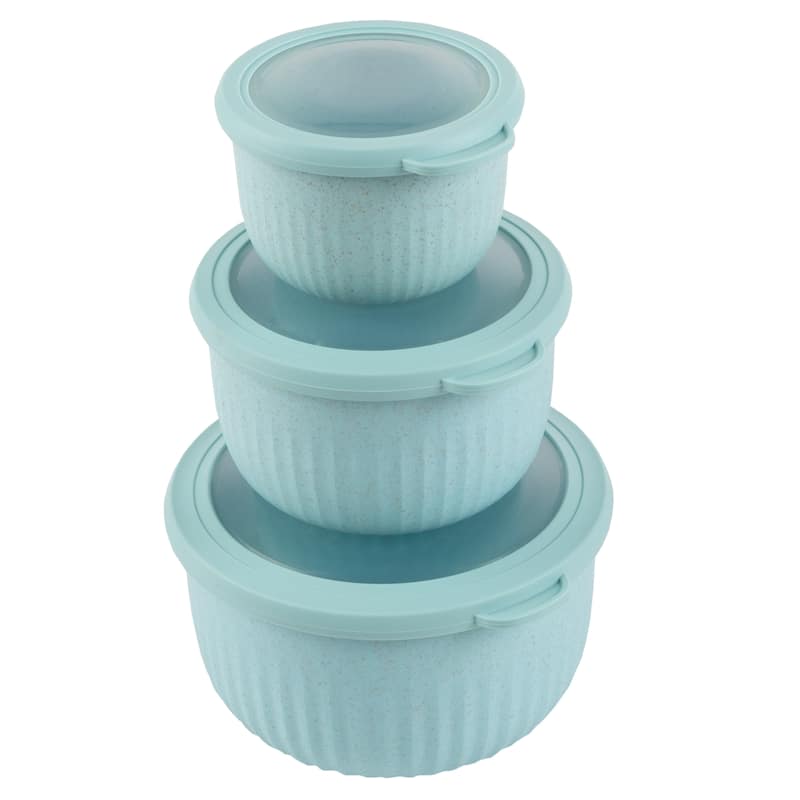 Set of 3 Bowls with Lids - Eco-Conscious Kitchen Essentials by Classic Cuisine - Teal