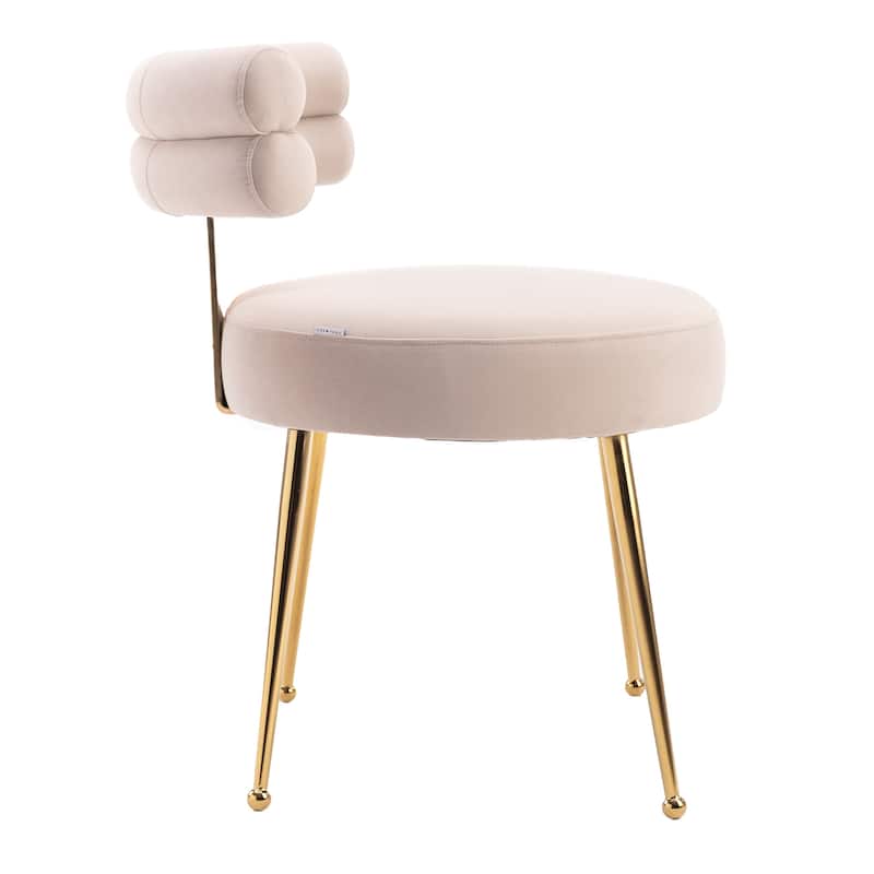 Velvet Upholstered Tubulous Side Dining Chair with Golden Legs(set of 2)