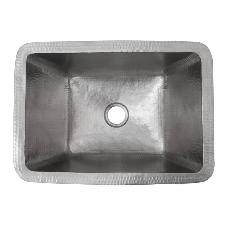 17-in Rectangle Hammered Copper Bathroom Sink in Nickel (LRECEN)