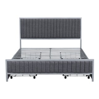 Upholstered Queen Platform Bed with Storage - Gray
