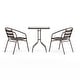 preview thumbnail 32 of 35, 23.5" Square Glass Metal Table with 2 Metal Aluminum Slat Stack Chairs