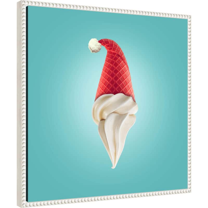Santas Cream by Artem Pozdniakov (22 x 22 in.), Framed Canvas Wall Art Print - Sylvie Beaded White