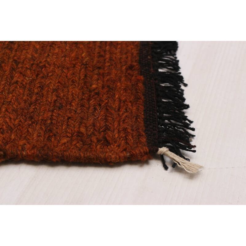 ECARPETGALLERY Flat-Weave Natural Burnt Orange Wool Tapestry Kilim - 6'6 x 6'4