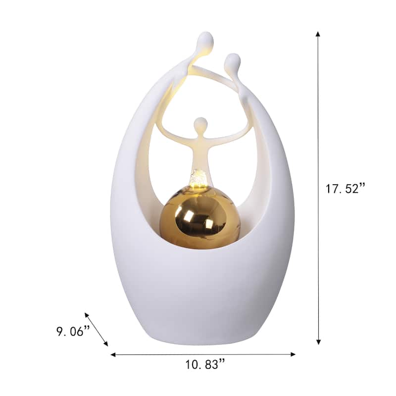 17.5" H Modern Indoor Tabletop Fountain W/Stainless Steel Ball W/LEDs