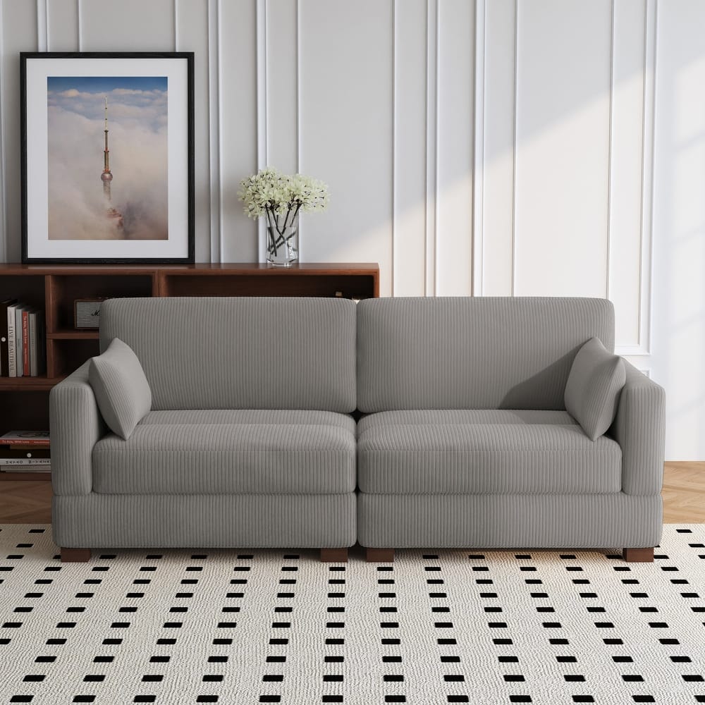 84.5″W Modern Corduroy Couch Modular Sofa
