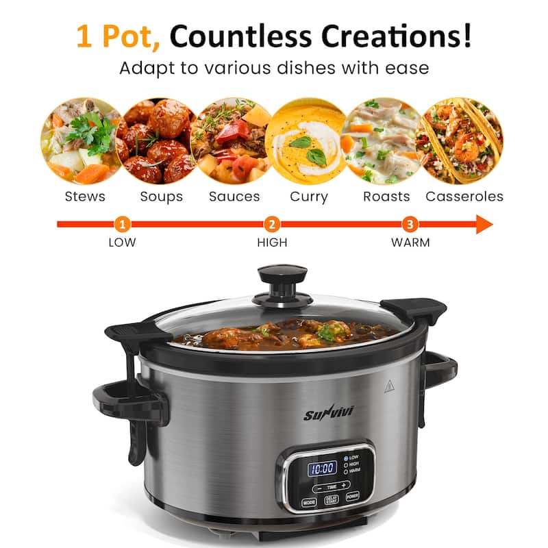 4QT Programmable Slow Cooker with Locking Lid
