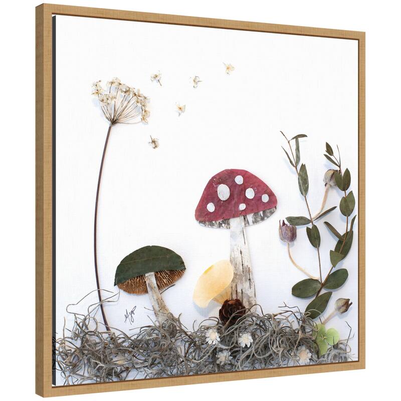 Kate and Laurel Mushroom No. 2 by Madeline Jeppesen Framed Canvas Wall Art Print - 22x22 - Natural
