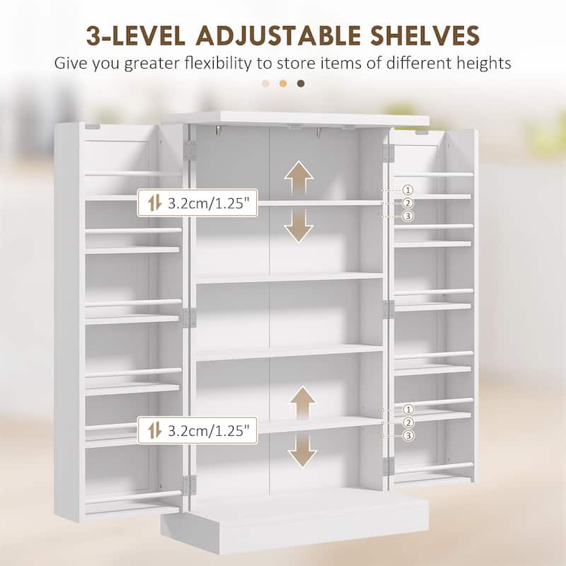 41" 5-tier Pantry Storage Cabinet with 12 Door Shelves, Double Doors