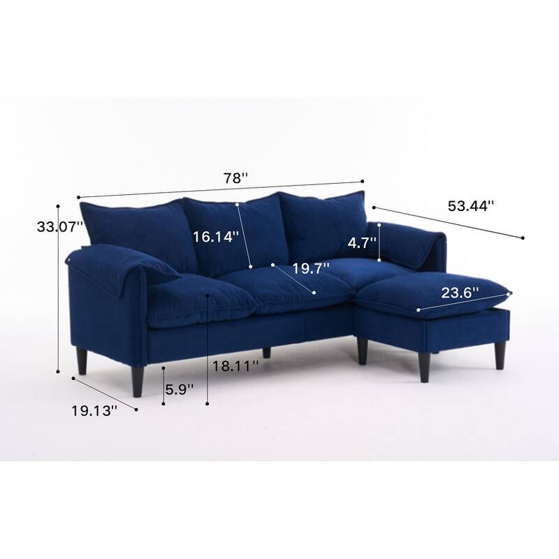 78.74" 3-Seater L-Shaped Convertible Sofa with Footstools & Storage