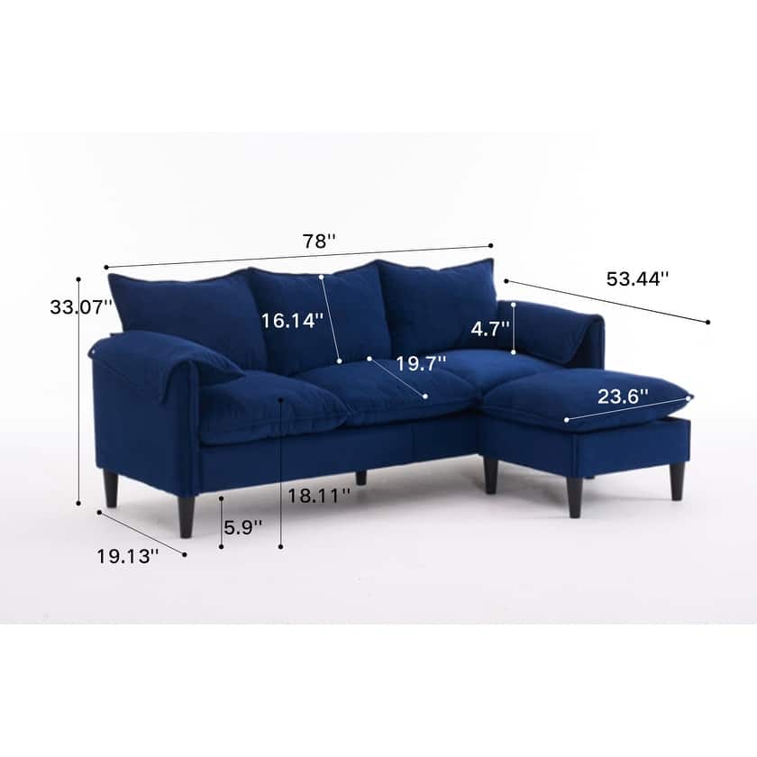 L-Shaped Modular Sectional Sofa with Storage Ottoman, Convertible Sofa with Waterfall Armrests, Comfy 3-Seater Cloud Sofa