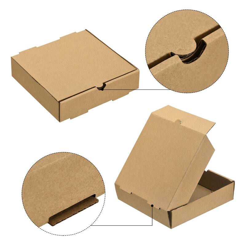 Pizza Box, 10pcs 7x7 Inches - Cowhide Paper Square Mini Pizza Boxes - Brown