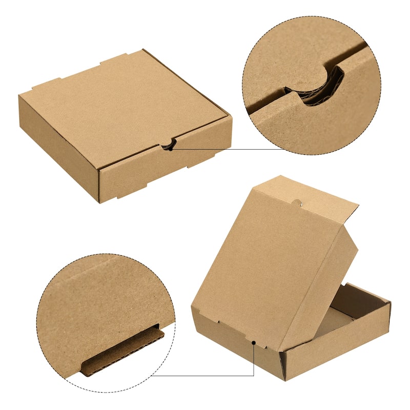 Pizza Box, 25pcs 10 x 10 Inches - Cowhide Paper Square Mini Pizza Boxes (Brown) - Brown