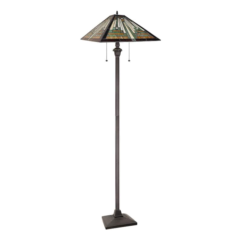 Mission Tiffany-Style 2-Light Blackish Bronze Floor Lamp 18" Shade