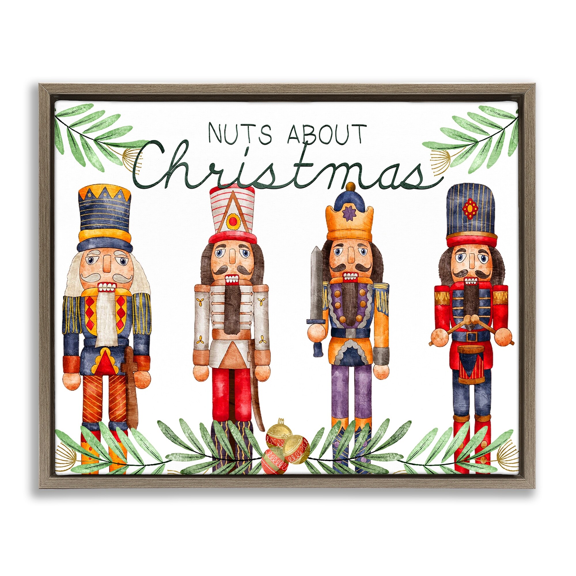 Stupell Nuts About Christmas Nutcrackers Framed Floater Canvas Wall Art Design By Kim Allen