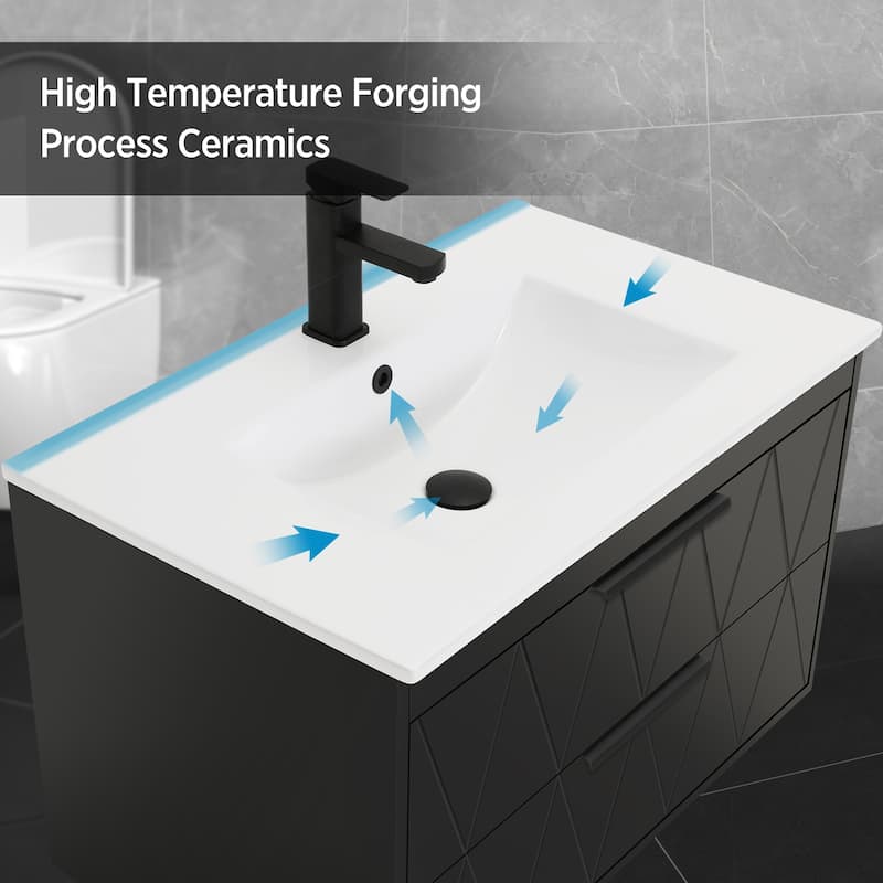 Wall Mount Vanity with Ceramic Sink SMC Sink Soft-Close