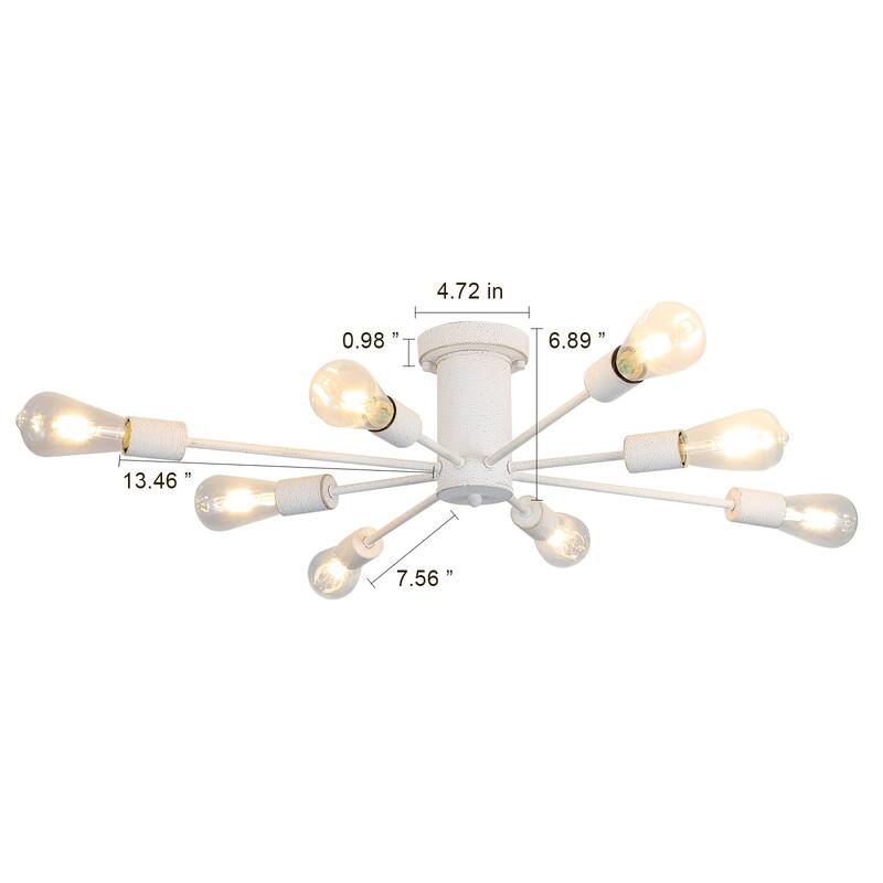 8-Light Sputnik Chandelier, Semi-Flush Mount Ceiling Light with Sputnik Shade for Living Room Kitchen Island Dining Foyer