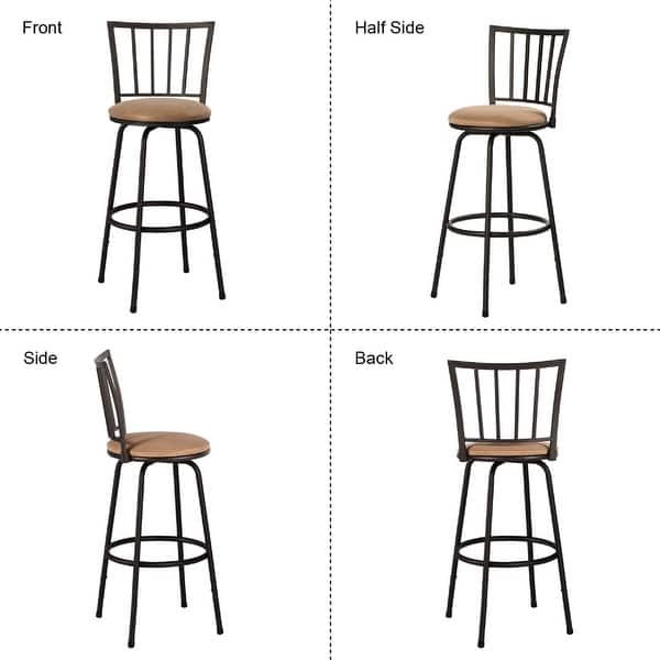 VECELO (Set of 2) Round Seat Bar Stool/ Counter Height Adjustable Metal Bar Stools On Sale