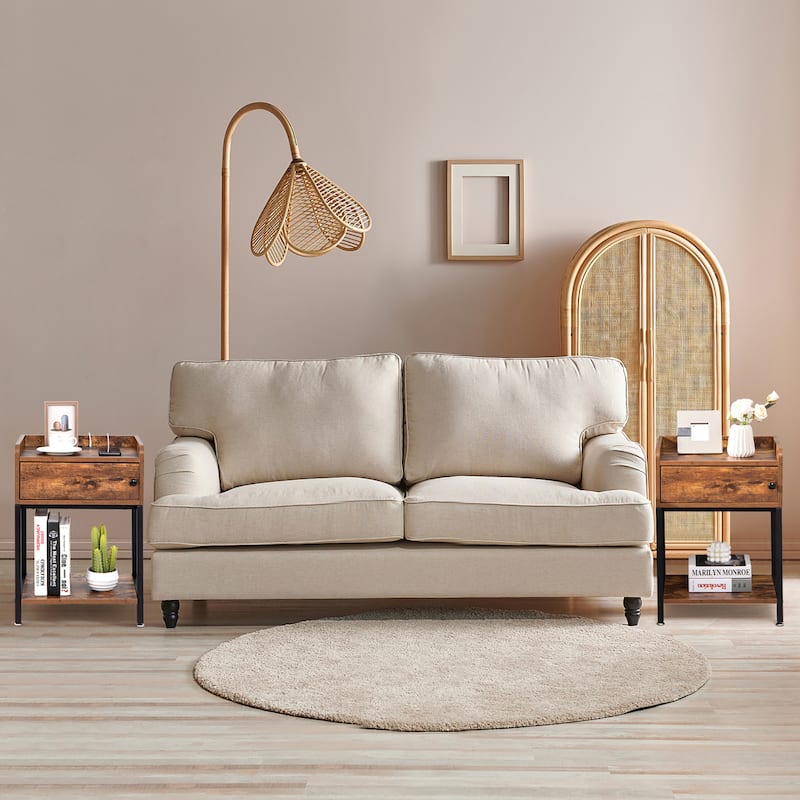 Costway 2PCS Nightstand W/ Charging Station Sofa Side Table Storage - See Details