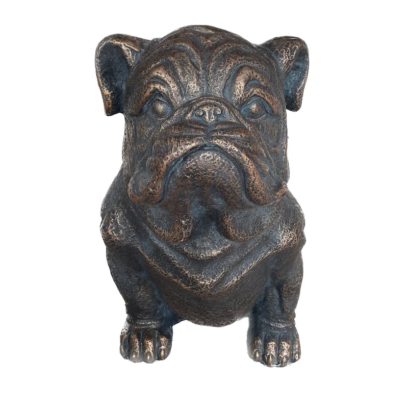 HomeRoots 16" Antiqued Bronze Bulldog Outdoor Statue