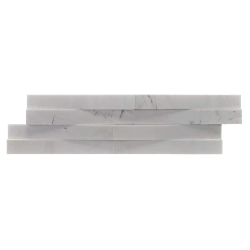 Weave 6 in. x 22 in. Panel and 8 in. x 24 in. Corner Honed Marble Wall Tile