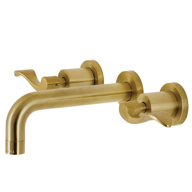 NuWave Two-Handle Wall Mount Bathroom Faucet - Brushed Brass