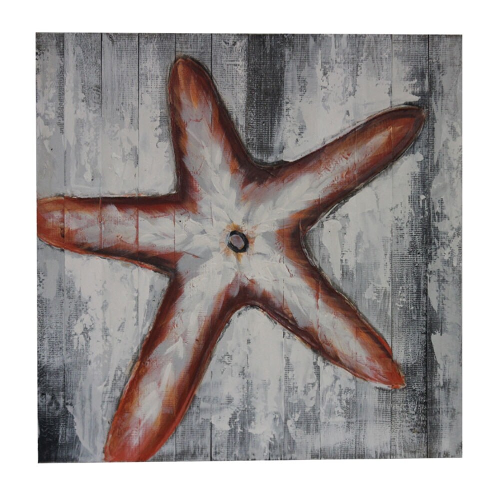 Shop 24 Inch Square Starfish Design Oil Painting On Stretched