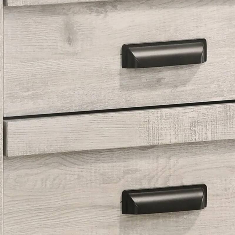 Velz Nightstand, 2 Drawers, Metal Finger Pull Handles, Weathered Beige