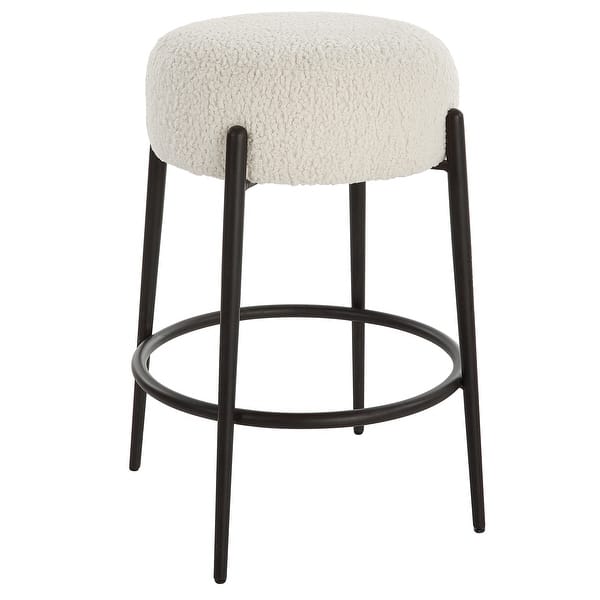 slide 2 of 6, Uttermost Arles Plush Counter Stool - 17.5"W x 26"H x 17.5"D
