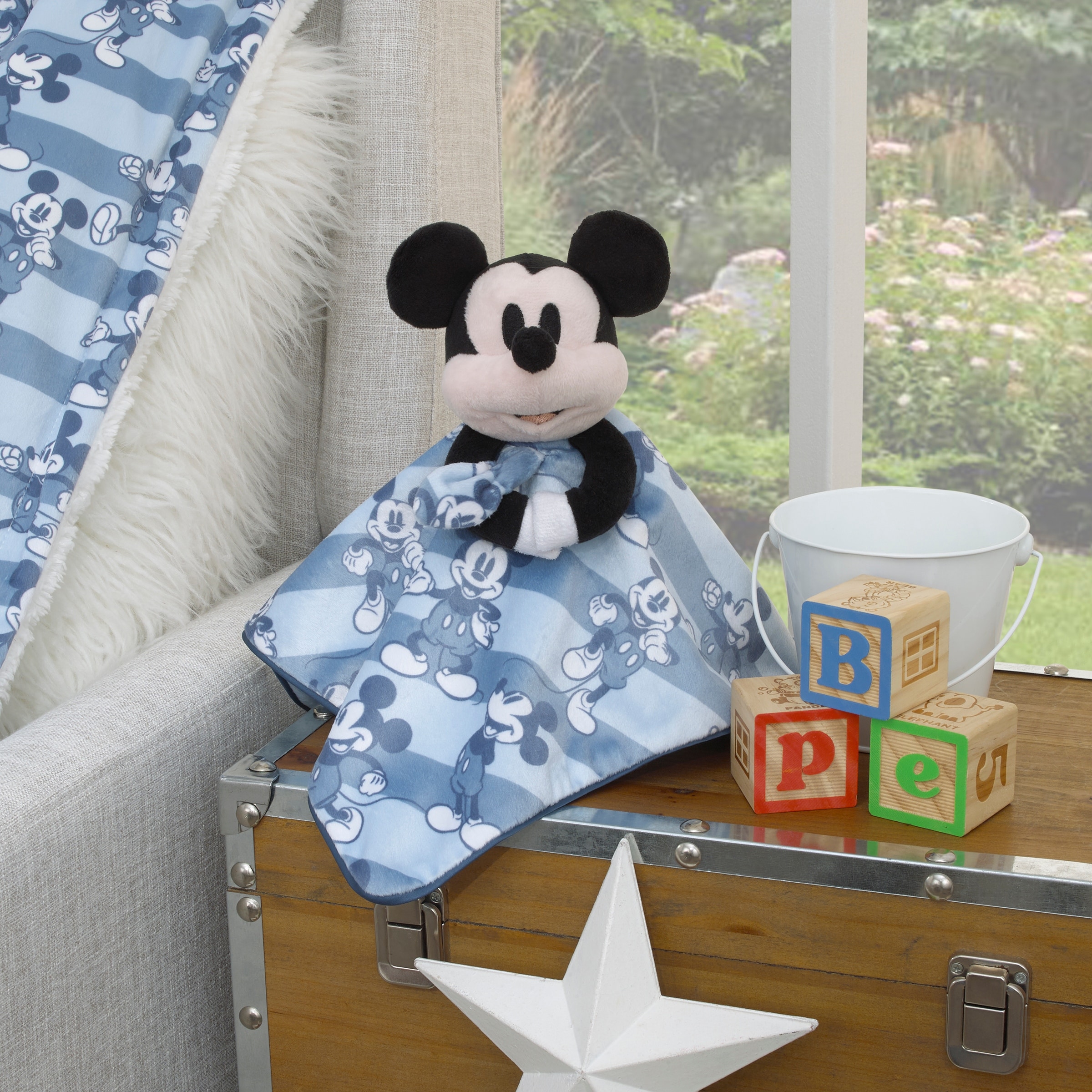 Disney Mickey Mouse Blue White and Black Lovey Security Blanket Bed Bath Beyond 40572658