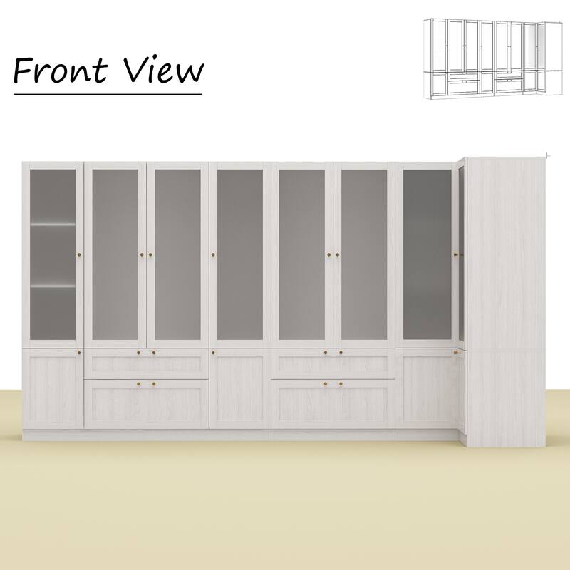 Combo Elegant Light Gray Wardrobe Modular Closet Configuration Armoire