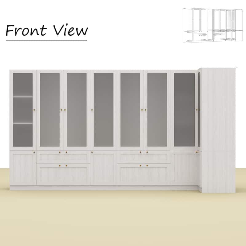 Combo Large Frosted Glass Closet: Versatile Wardrobe Options Armoires