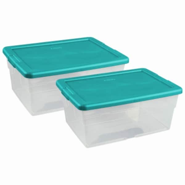 Sterilite 16-Qt. Teal & Clear Storage Boxes, 2-Pack