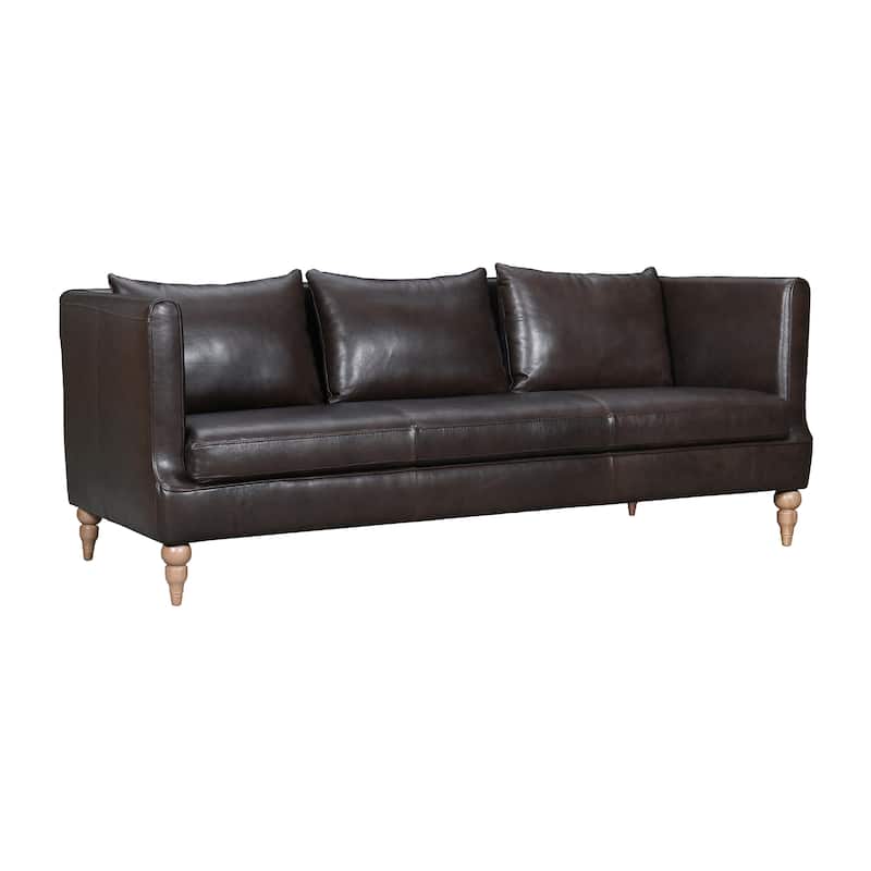 Vincenza 85" Dove Gray or Brown Leather Sofa by Armen Living